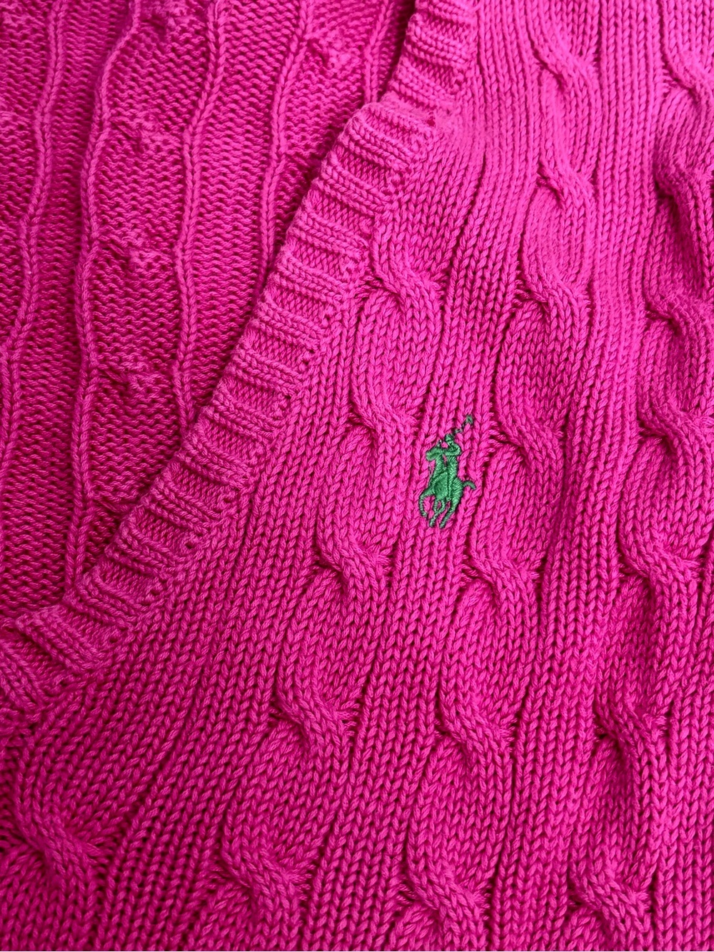 Ralph Lauren Pink Cable Knit V-Neck Sweater Medium - Picture 6 of 9